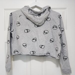 Gray Alien Print Hoodie